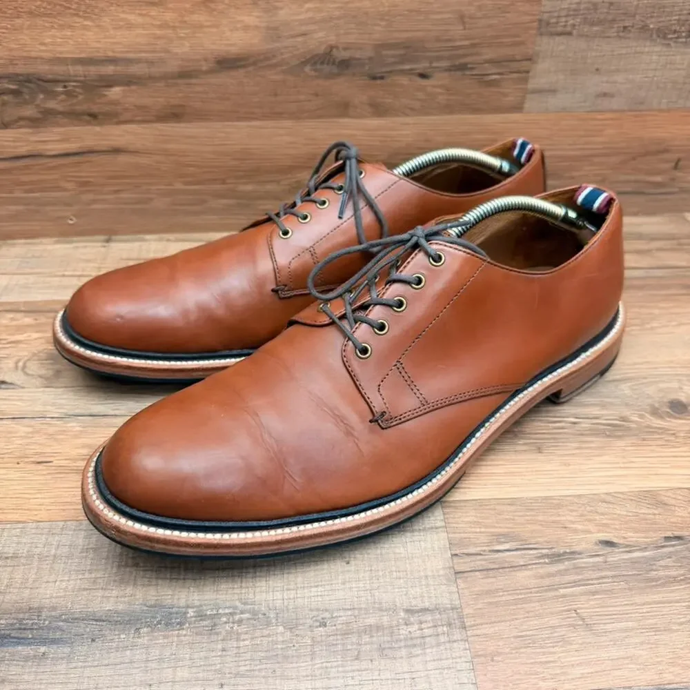 J Crew Oar Stripe Men's Size 13 Brown Leather Derbys Dress Shoes
